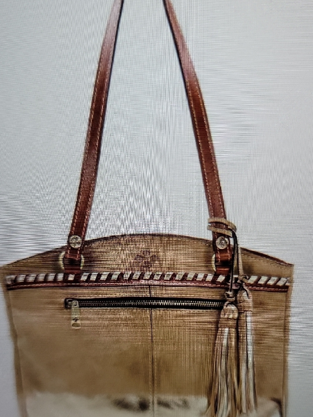 Patricia Nash Metallic Dip Dye Poppy Leather Tote Tan/Gold - Picture 13 of 16